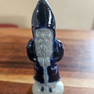 salmon falls Stonewear cobalt blue salt glaze father Christmas figurine